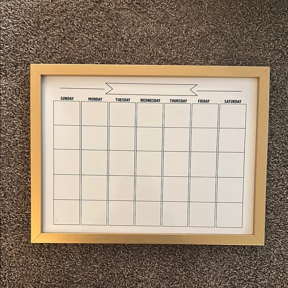 Gold Framed Weekly Planner Calendar White board - Picture 2 of 7
